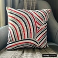 thumbnail image 6 of Red Shams, Sequins and Beaded Sparkly Glitter Pillow Shams, 24x24 inch (60x60 cm) Pillow Shams, Square Silk Pillow Sham, Pillow Shams, Modern, Abstract - Red N Black Streaks, 6 of 10