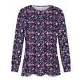 thumbnail image 4 of Enjoytime Womens Fall Winter Blouses Loose Fit Long Sleeve Basic Shirts Top Streetwear Womens Crewneck Floral Printed Tunic Tops, 4 of 5