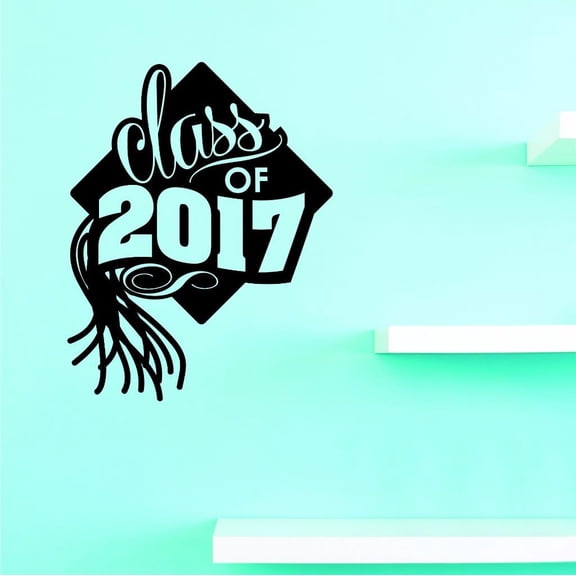 Custom Decals Class Of 2017 Wall Art Size: 20 X 40 Inches Color: Black