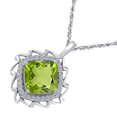 thumbnail image 3 of 5.45 Carat Cushion-Cut Created Peridot Gemstone With 28 Side White Diamond Pendant Necklace For Woman Crafted In 10k Rose White & Yellow Gold With 18 Gold Plated Over 925 Sterling Silver Box Chain, 3 of 4