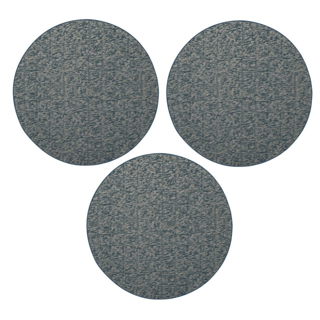 Furnish My Place Modern Indoor/Outdoor Commercial Blue Rug, Modern Area Rug, Baby Nursery Mat, Pet-Friendly Carpet for Living Room, Playroom, Made in USA, 18" Round - Set of 3