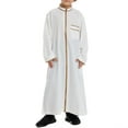 thumbnail image 2 of Mercatoo Kids Thobe for 𝐌uslim Boys 𝐈slamic Arabic Long Sleeve Kaftan Robe Zipper Prayer Dress for Boys 𝐌uslim Thobe Eid Outfit, 2 of 9