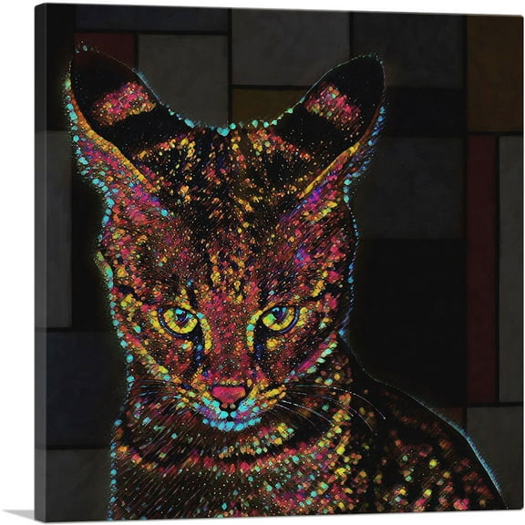 ARTCANVAS Savannah Cat Breed Color Canvas Art Print - Size: 18" x 18" (0.75" Deep)