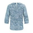 thumbnail image 4 of Yuanlook Womens Tops Dressy Casual Blouses 3/4 Length Sleeve Collared Neck Work Tees Shirts - Blue - XXL, 4 of 5