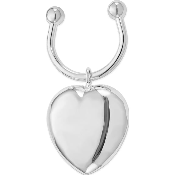 Fashion Silver-Tone Puffed Heart Key Ring (3 X 2) Made In China -Jewelry By Sweet Pea