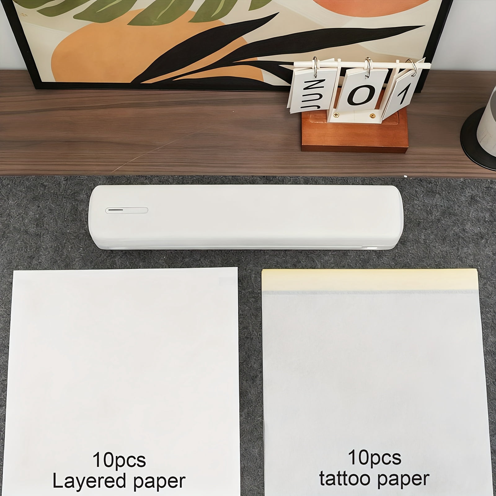 4 Rolls Of Printer Paper Sold Separately, Portable Thermal Printer with 10 Tattoo & 10 Folding, Inkless Thermal Printer Ideal for Office, Home, School