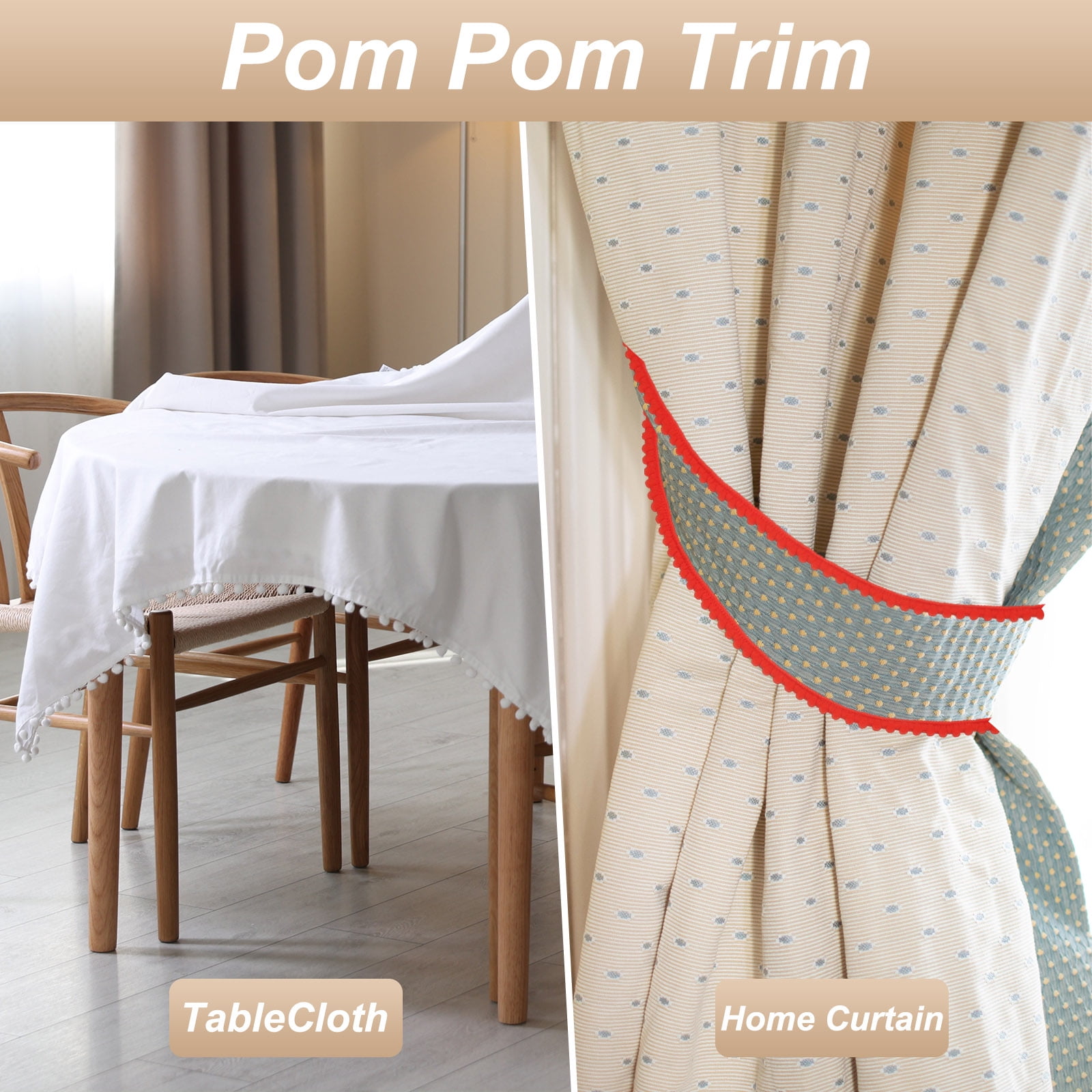 Unique Bargains Pom Trim Ribbon with Ball Fringe for DIY Craft Black