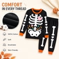 thumbnail image 7 of Rimyaw Kids Halloween Pajamas Set, Glow in the Dark Skeleton Sleepwear, 2-Piece cottom Long Sleeve PJs for Boys and Girls, Black, Size 5T, 7 of 7