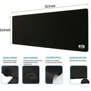 XL Mouse Pad - Large Extended Gaming Desk Mousepad (800x300x3mm) - Nonslip Rubber Base and Water Spill Resistant Desktop Keyboard Mouse Mat - Anti-Fray Cloth - Black