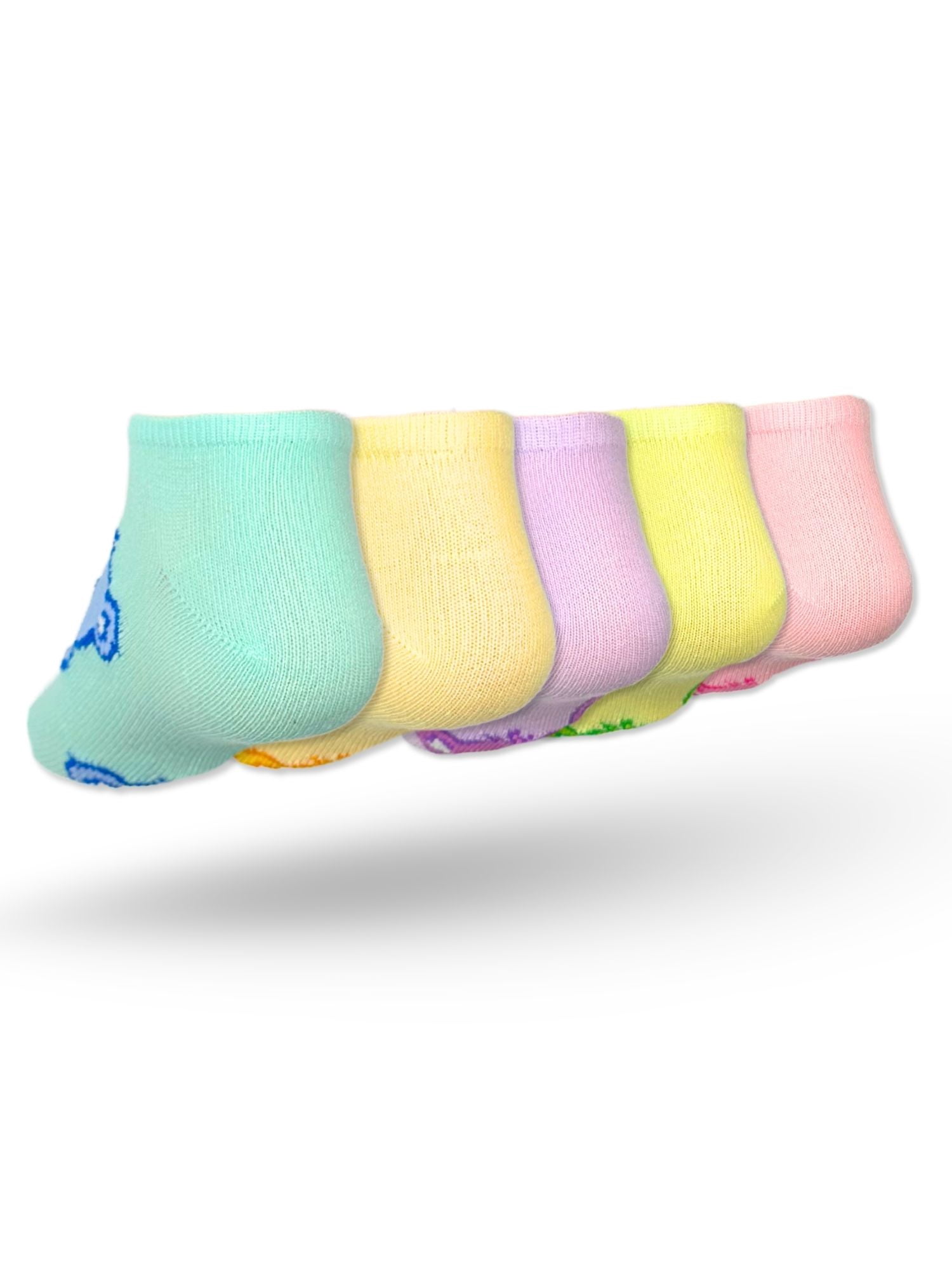 Care Bears Girls No-Show Socks, 5-Pack, Sizes S/M-M/L