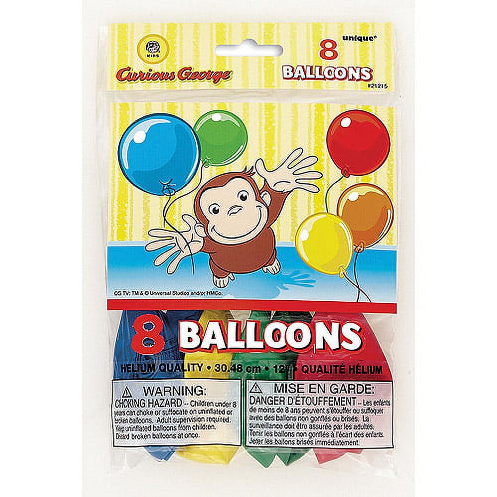 12" Latex Curious George Balloons, 8ct - image 2 of 2