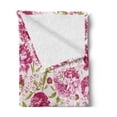 thumbnail image 2 of Flowers Soft Flannel Fleece Throw Blanket, Floral Theme Vintage Pink Peonies and Leaves Spring Nature Pattern, Cozy Plush for Indoor and Outdoor Use, 60" x 80", Pink White Olive Green, by Ambesonne, 2 of 5