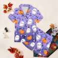 thumbnail image 5 of NOLDARES Halloween Girls Pajamas Set Ghost Pumpkin Print Short Sleeve Button Down 2 Piece Loungewear Sets Sleepwear,Dark Purple,12-13 Y, 5 of 6