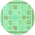 thumbnail image 1 of Ahgly Company Indoor Round Abstract Turquoise Blue Modern Area Rugs, 4' Round, 1 of 4