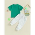 thumbnail image 3 of Bagilaanoe 3pcs Toddler Baby Girl Pants Set Short Sleeve T-shirt Tops + Sweatpants 6M 12M 18M 24M 3T Kids Casual Clothes, 3 of 7