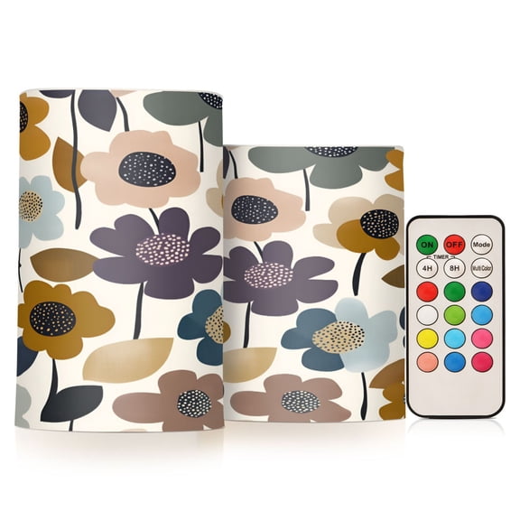 Yayeee Flameless Candles with Remote Flickering Battery Operated Multi Color Changing, Colorful Floral