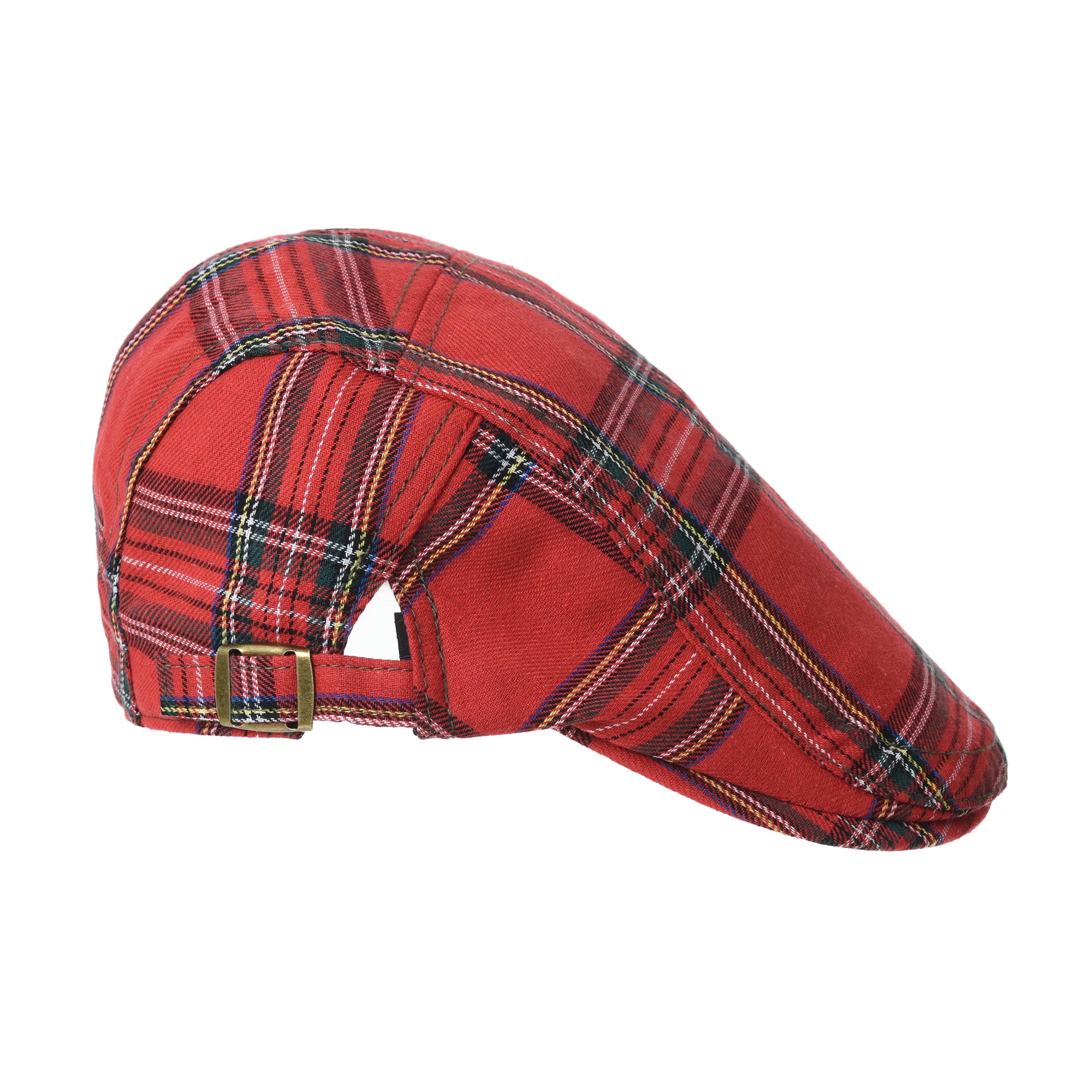 Red plaid flat cap 2025