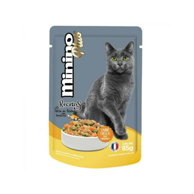 Pack de 24 Alimento Húmedo Minino Plus Pollo Caldo 85 gr