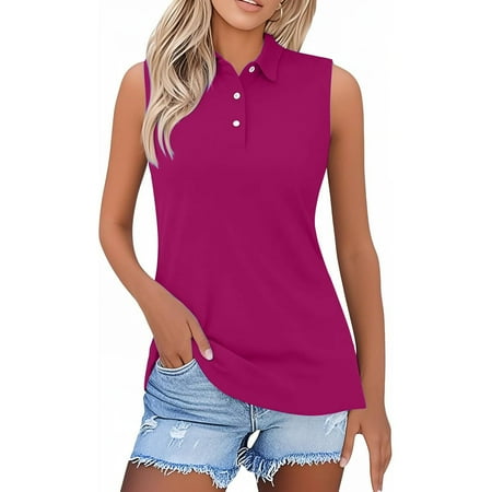 Helii Tank Tops for Women Casual Button Down Collared Sleeveless Basic Shirt Solid Color Loose Fit Vast Fashion Business Work Blouses Spring Summer S-3XL Wine