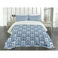 thumbnail image 3 of Ambesonne Blue Quilted Bedspread Set 3 Pcs, Indigo Victorian Design, Queen Size, Petrol Blue Turquoise, 3 of 5