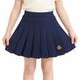 thumbnail image 4 of WOYY Girls High Rise Pleated Skirt School A Line Skirts with Built-In Shorts, Navy, Sizes 3-12, 4 of 5