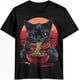 thumbnail image 1 of Camiseta de hombre, camiseta de cuello redondo, camiseta de manga corta con estampado de gato y fideos, camisetas casuales negras, 1 of 7