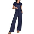 thumbnail image 2 of BRGZLK Womens 2 Piece Outfits 2025 Summer Gradient Tracksuit Sets Round Neck Short Sleeve Tops Drawstring Long Pants Jogger Lounge Set with Pockets Green M, 2 of 7