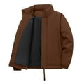 thumbnail image 5 of hlysgo Winter Puffer Jackets for Men no Hood Warm Stand Collar Zip up Windproof Jacket Men's Winter Down Work Coats Thicken Outerwear Coffee L, 5 of 5