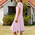 thumbnail image 3 of Nuoqisi Women's Summer A-Line Midi Dresses 2026 Casual Solid Short Sleeve Round Neck T-Shirt Dress Flowy Beach Sundress, 3 of 6
