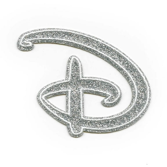 Disney D Logo Patch Glitter Silver Channel Applique Embroidered Iron On