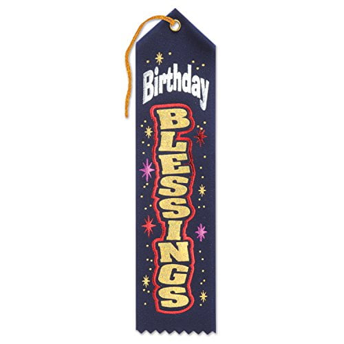 Beistle 2" x 8" Birthday Blessings Ribbon Navy 6/Pack AR807