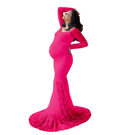 

WAJCSHFS Maternity Dresses Casual Maternity Midi Dress Empire Waist Maternity Dress Baby Shower Summer (Hot Pink M)
