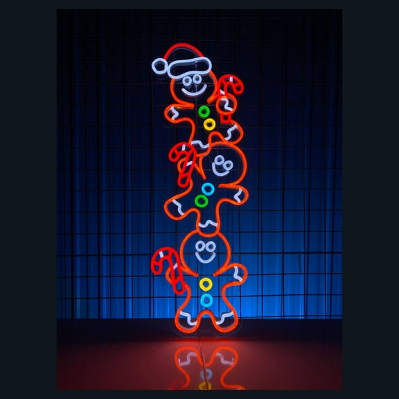 Handmadetneonsign Gingerbread Man Neon Sign, Christmas Wall Art Decor, Funny Gingerbread Wall Decor
