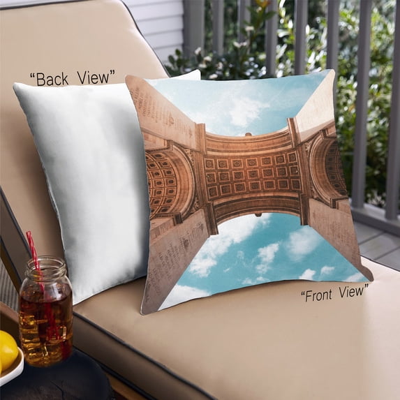 Ahgly Company Sites Arc de Triomphe Outdoor Throw Pillow, 18 inch by 18 inch