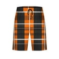 thumbnail image 5 of Shorts for Men Drawstring Elastic Waist Plaid Pocket Sleep Shorts Casual Lounge Bermuda Shorts Orange M, 5 of 6