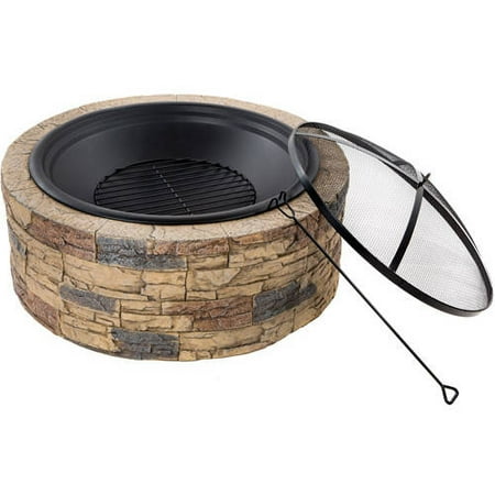 Sun Joe Sjfp35 Stn 35 In Cast Stone Base Wood Burning Fire Pit W
