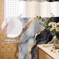 thumbnail image 1 of No Hook Shower Curtain with Built-in Rings - Black and Gold Marble Texture Washable Waterproof Fabric Bathroom Curtains for Hotel,Rentals, 72X 96 Inch Extra Long , Abstract Modern Lines, 1 of 8