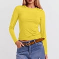 thumbnail image 4 of Cute T Shirts For Women Loose Fitted Crew Neck T Shirts Classic Solid Color Fall Winter Work Tee Pullover Outfits Yellow L, 4 of 7