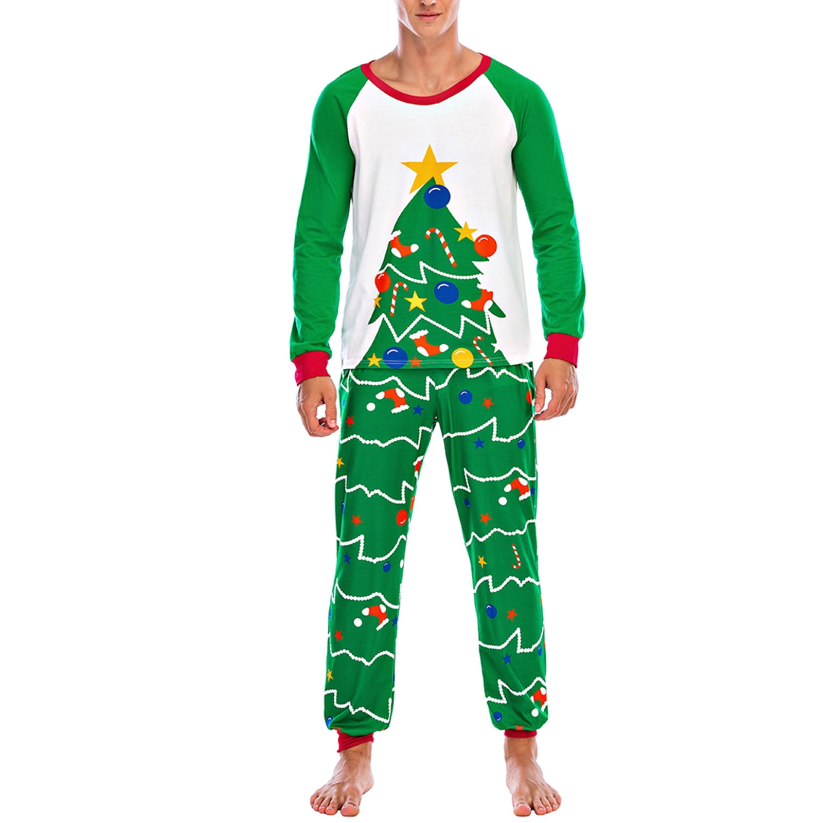 XZNGL Mens Christmas Pajamas Pants Mens Striped Long Sleeve Christmas Top Pants Two Piece Pajamas Mens Christmas Pajama Pants Long Sleeve Christmas