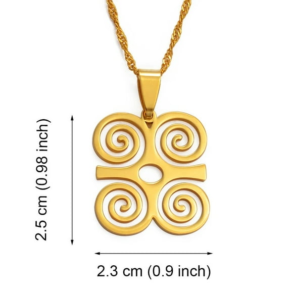 African Symbol 14K Gold Necklaces Akofena Dwennimmen Adinkra Sankofa Symbols Ghanaian Ethnic Jewelry