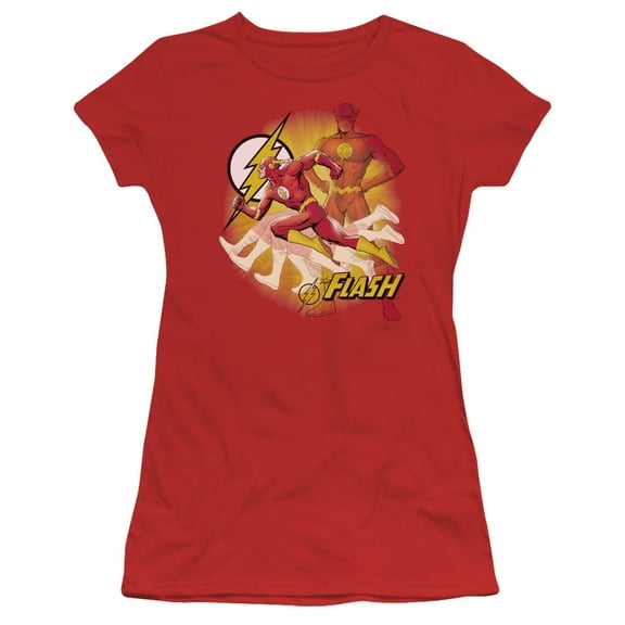 JLA Justice League Lightning Fast S/S Junior Women's T-Shirt Sheer Red