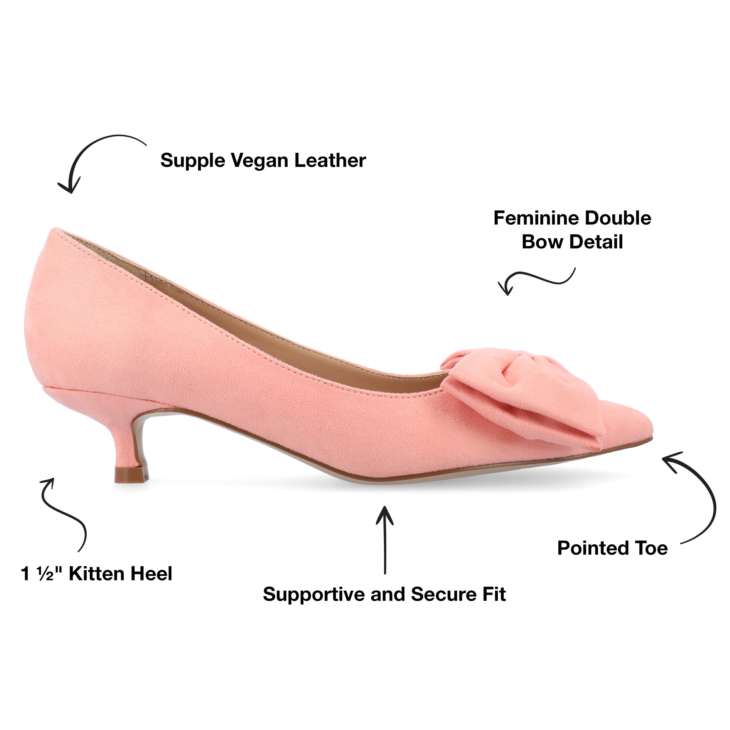 Journee Womens Orana Pointed Toe Kitten Heel Pumps, Widths Available