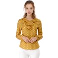 thumbnail image 3 of Unique Bargains Women's Ruffle Neck Long Sleeve Polka Dots Blouse Shirt, 3 of 6