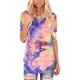 thumbnail image 2 of Qarigey Camiseta de mujer con cuello en V de manga corta Camiseta de mujer con cuello en V Top Tie Dye Blusa informal de verano Prendas para la parte del cuerpo Azul amarillo METRO Qarigey AP003160-32, 2 of 6