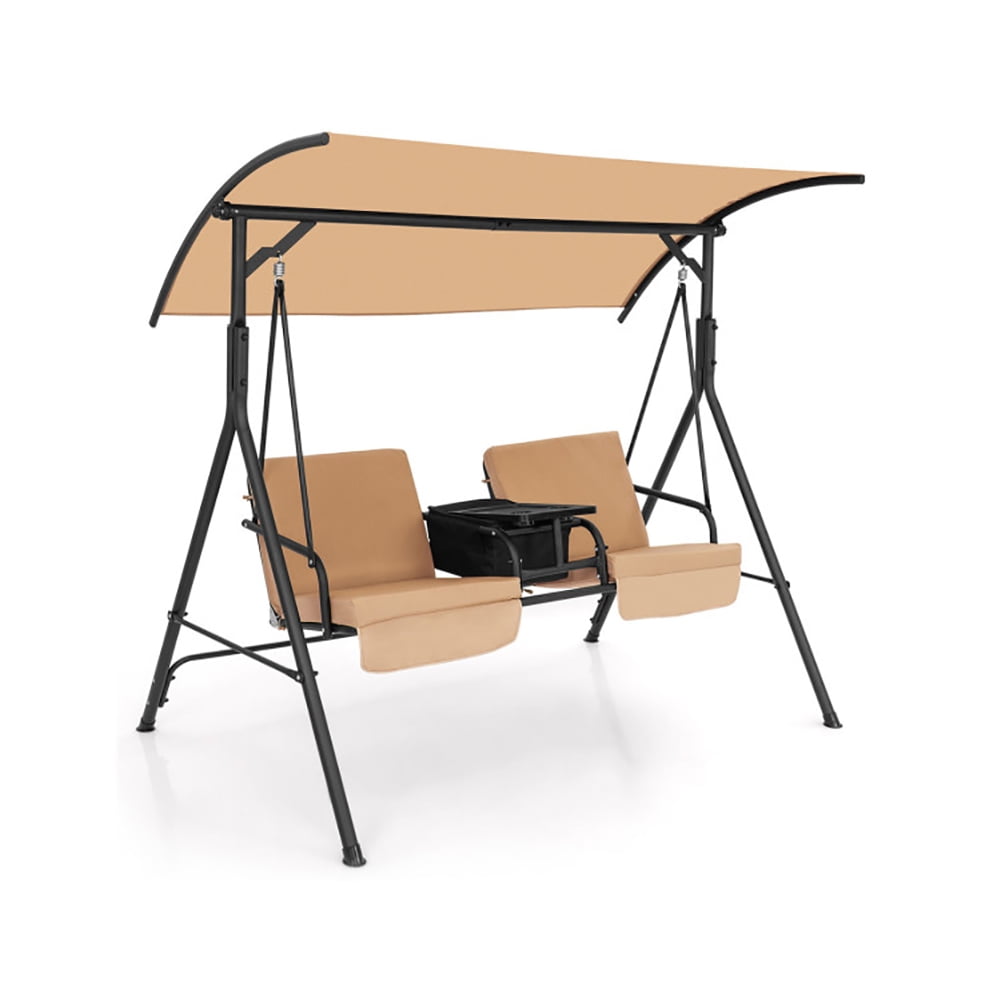 Aimee Lii Porch Swing Chair with Adjustable Canopy, Swing Chair Outdoor, Beige Aimee Lii Porch Swing Chair with Adjustable Canopy, Swing Chair Outdoor, Beige