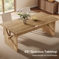 thumbnail image 6 of Fnova 63" Wooden Dining Table for 6 People, Large Farmhouse Rectangle Kitchen Table for Dining Room, Living Room, Brown, 6 of 9