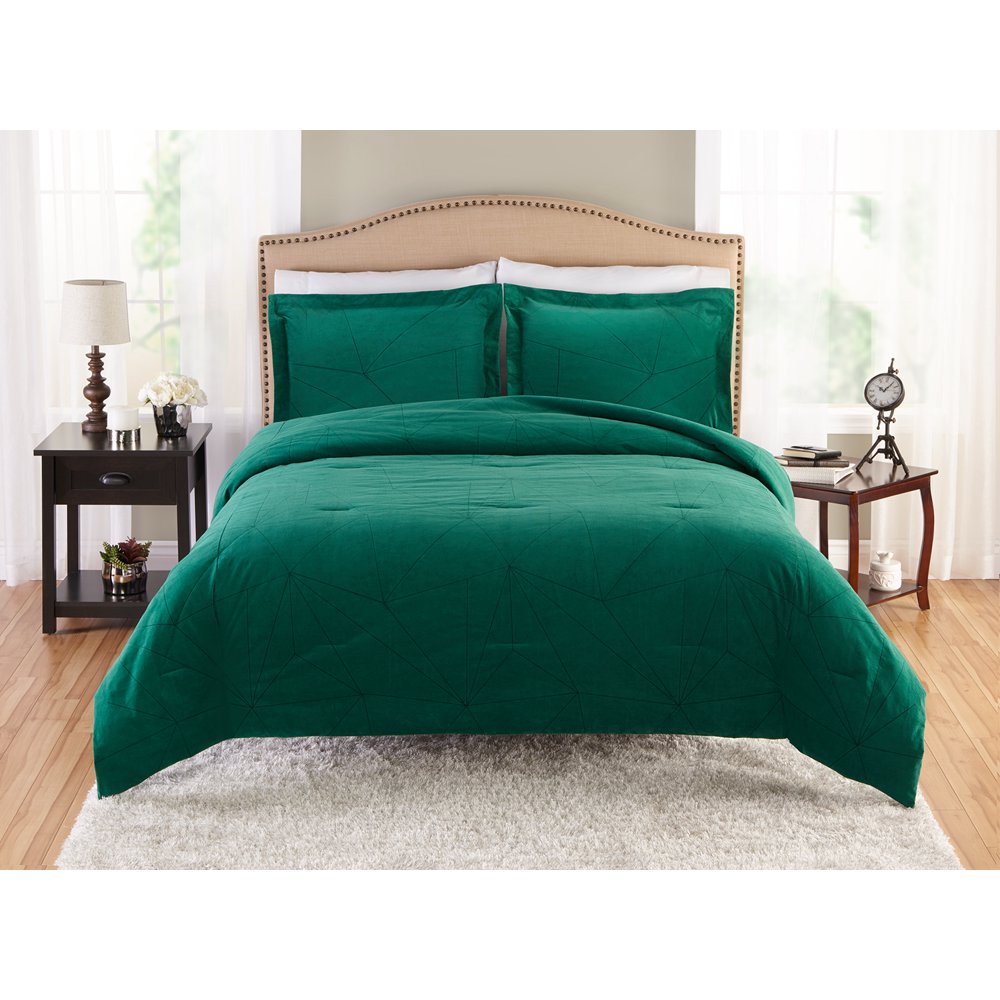 Better Homes and Gardens Emerald Velvet Comforter Set, Full/Queen
