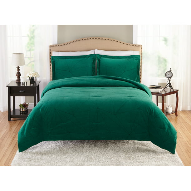 Gardens Emerald Velvet Comforter Set, Emerald Green Queen Bed Set