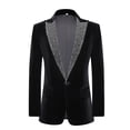 thumbnail image 4 of Traje negro para hombre, cantante, presentador de espectáculos en escena, vestido de prueba de arte, chaqueta de traje de moda de corte entallado, 4 of 5