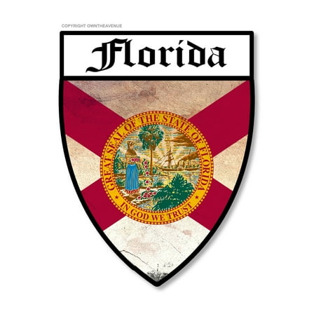 Florida Flag Badge Logo Vintage Style Car Truck Vinyl Sticker Decal 3.5"